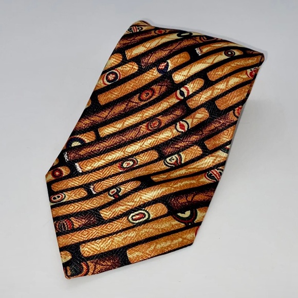 Cigar Pattern Classic Necktie 57 x 4 inch by CIGARS 2 ETMC Vintage 1997 - Picture 1 of 8